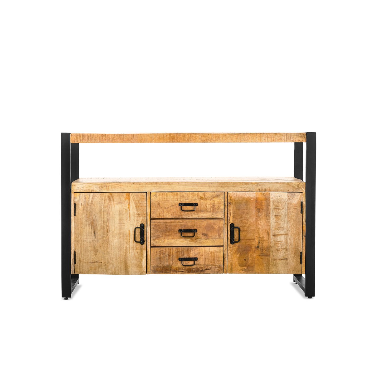 Sidetable Dressoir Kast Industrieel Design | Mangohout en Staal | 135x45x80cm