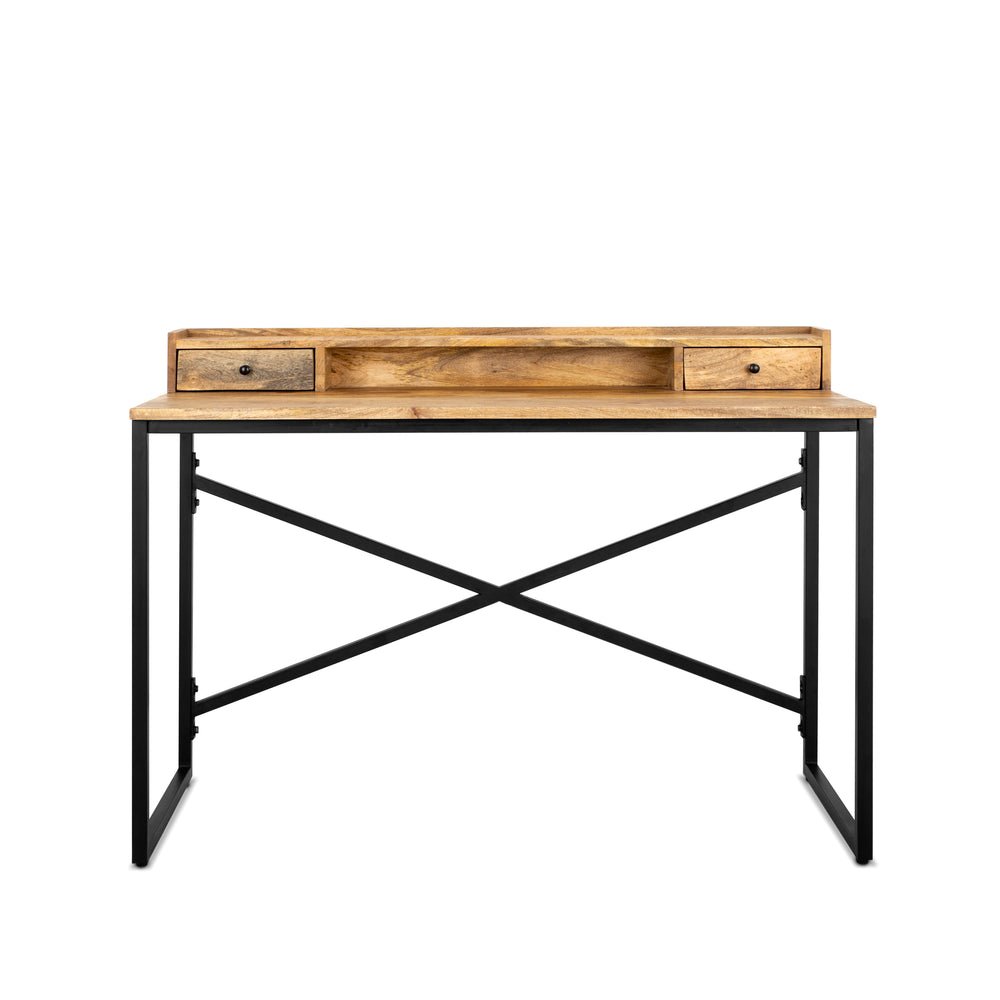 Bureau / werktafel Industrieel Design | Mangohout en Staal | 120x55x90cm