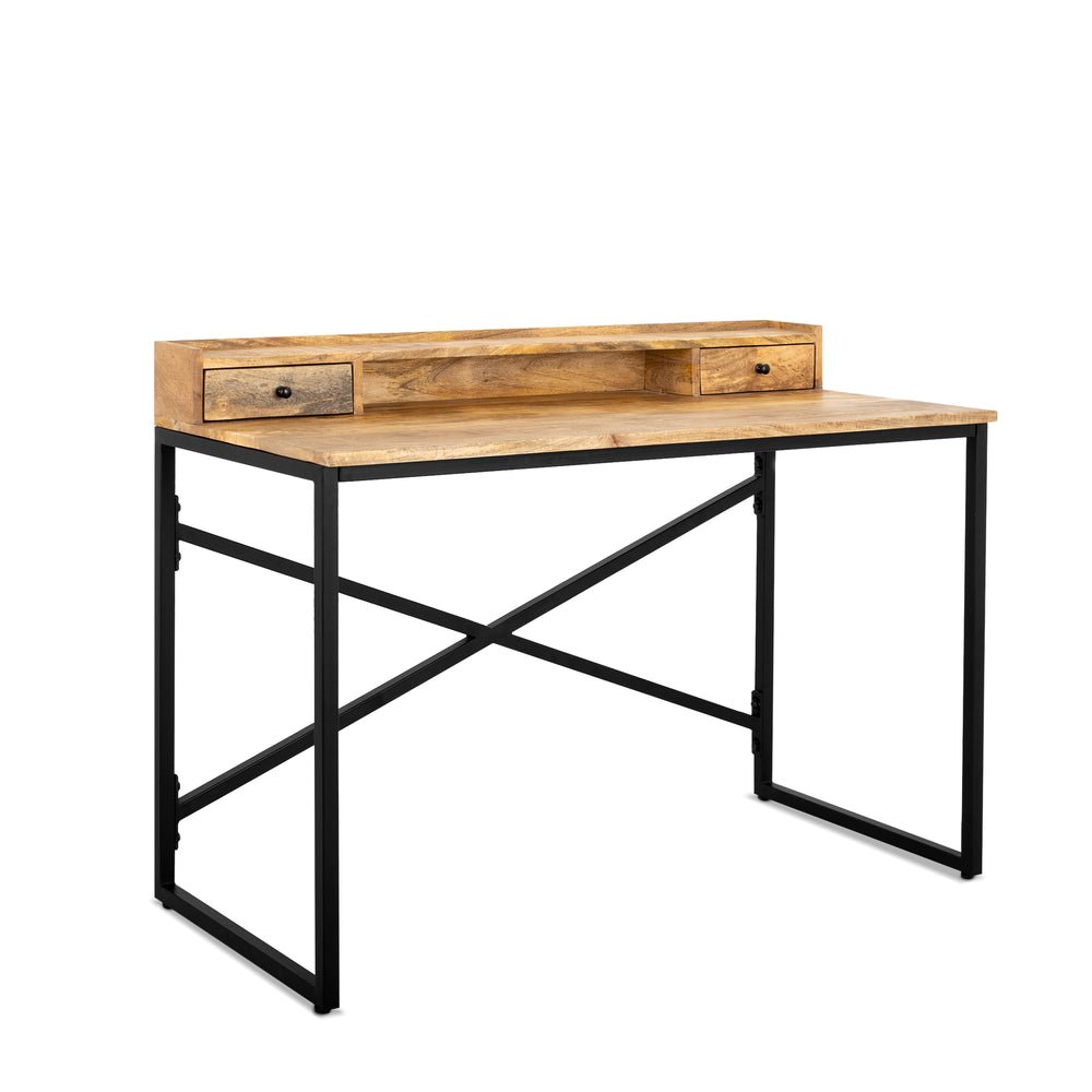 Bureau / werktafel Industrieel Design | Mangohout en Staal | 120x55x90cm