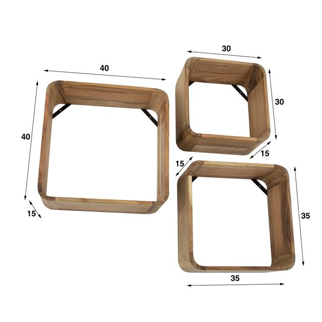 Wandplank set van 3 vierkant - Industrieelinhuis.nl