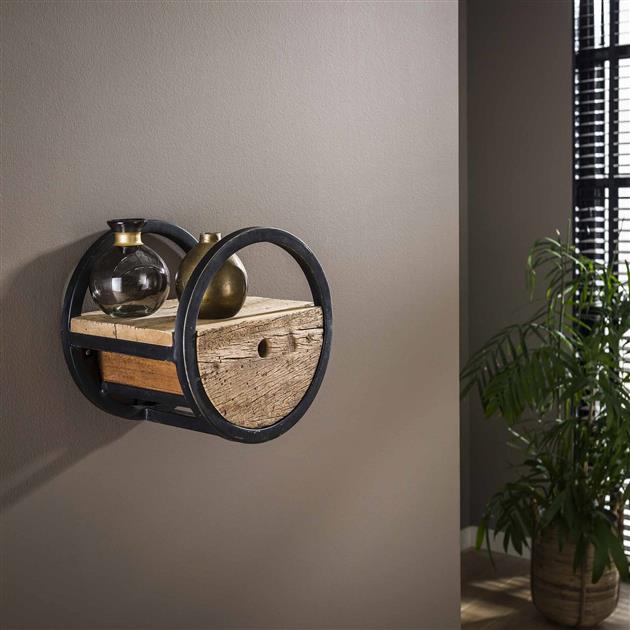 Wandplank Rond met 1 lade Ø30 cm - Industrieelinhuis.nl