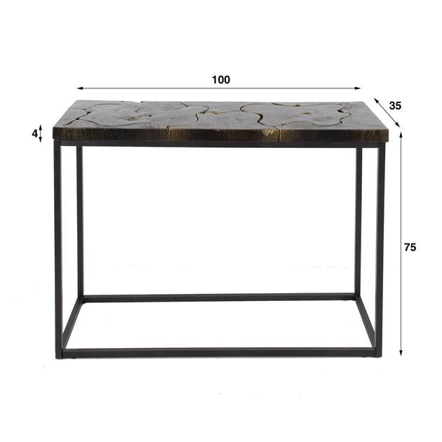 Sidetable zwart Black and Gold - 100 cm lengte