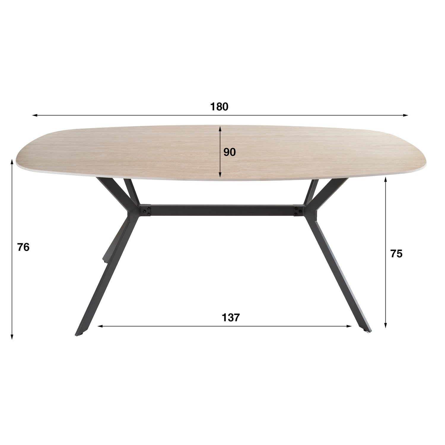 Eetkamertafel Nordic Ovaal 180cm