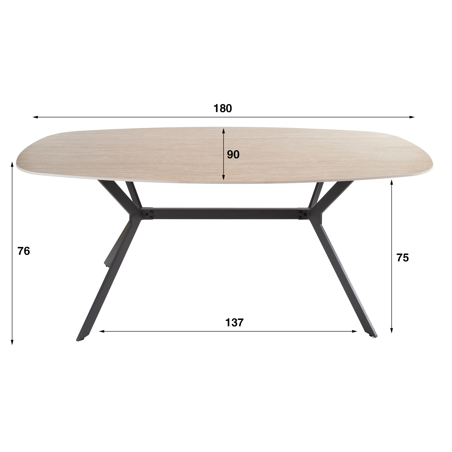 Eetkamertafel Nordic Ovaal 180cm