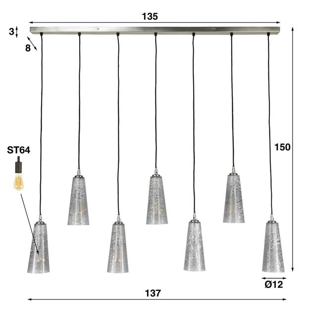 Hanglamp Karina Troebel glas 7 lichtpunten - Industrieelinhuis.nl