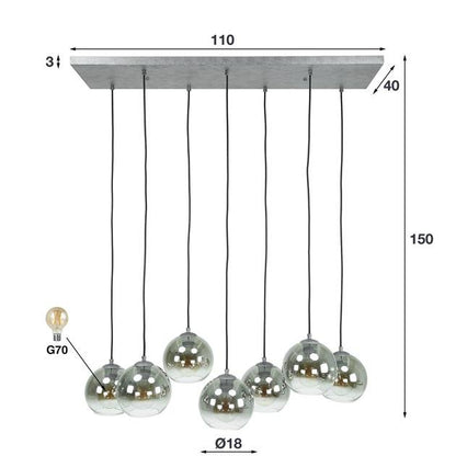 Hanglamp Bella Oud zilver 7 lichtpunten - Industrieelinhuis.nl