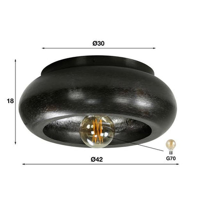 Plafondlamp Skade Zwart Nikkel Ø42 cm 1 lichtpunt - Industrieelinhuis.nl