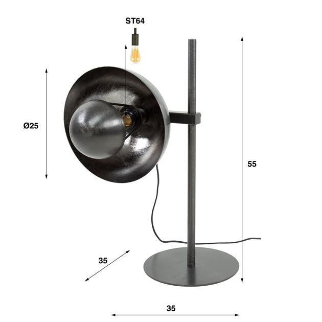 Tafellamp Zella Zwart Nikkel 1 lichtpunt - Industrieelinhuis.nl