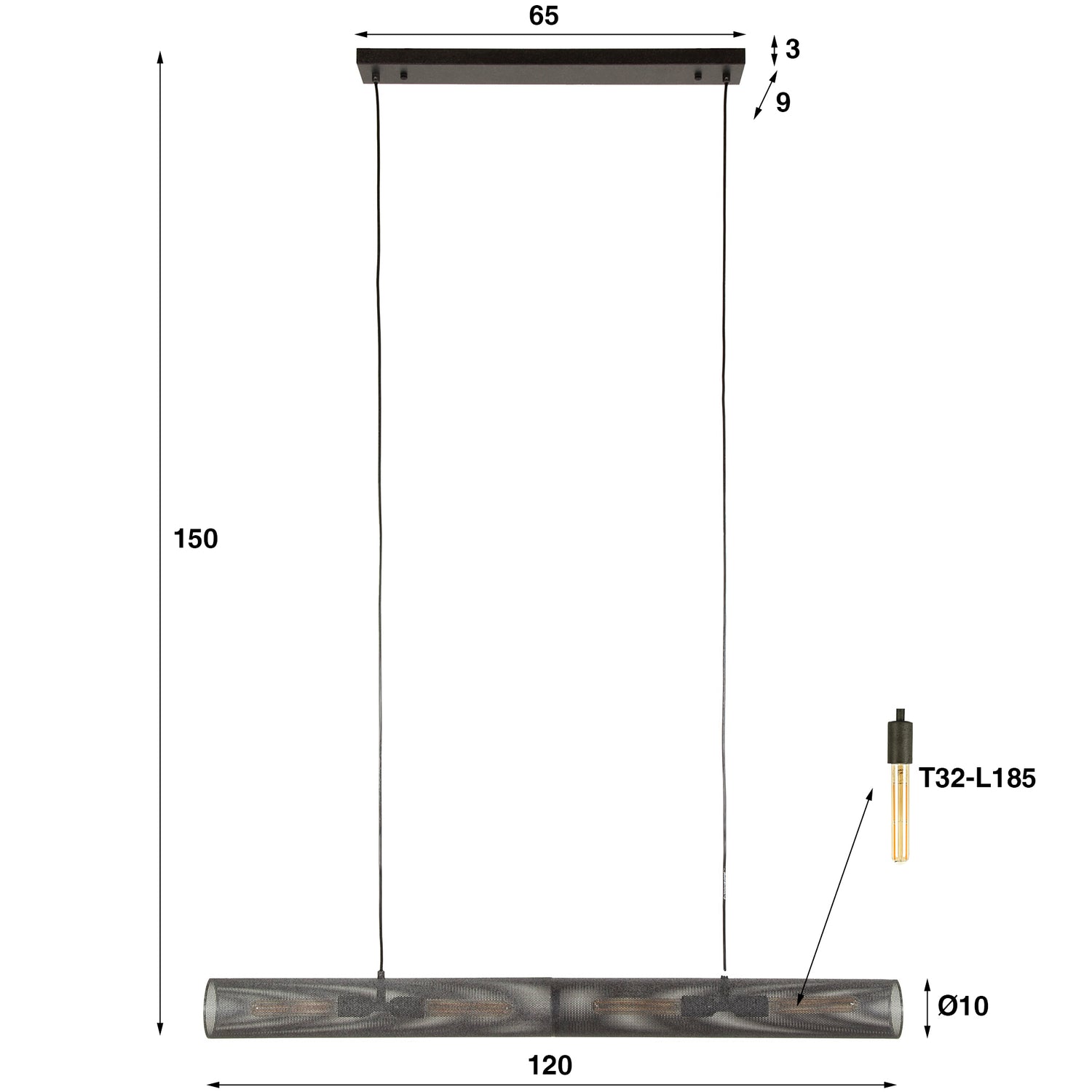 Hanglamp Polara Tube 120cm