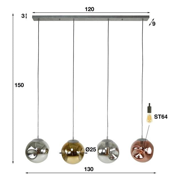 Hanglamp Planeta Oud zilver 4 lichtpunten - Industrieelinhuis.nl