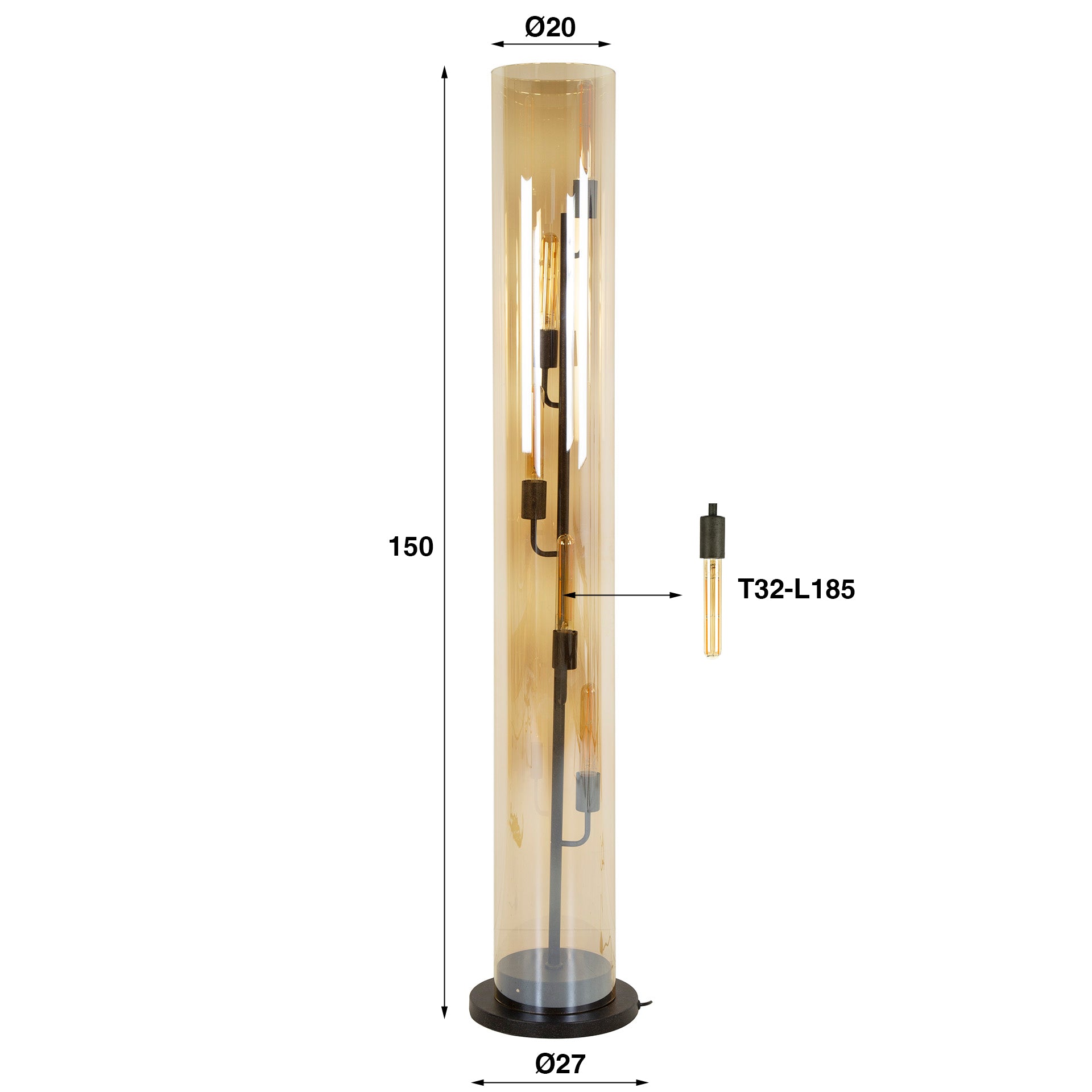 Vloerlamp Polara Tube 5L Amber