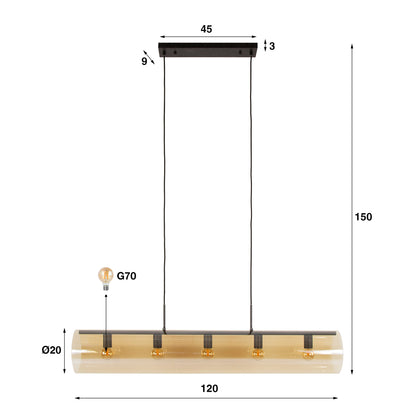 Hanglamp Polara Tube 5L Amber