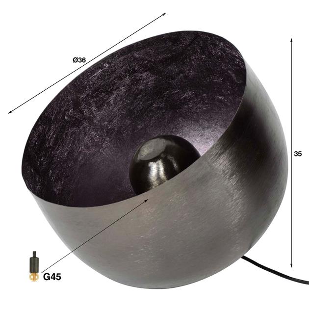 Tafellamp Bira L Zwart Nikkel Ø36 cm - Industrieelinhuis.nl