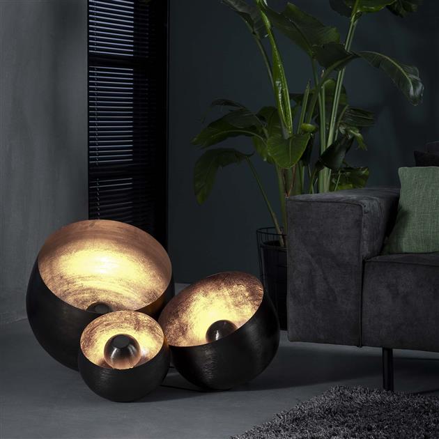 Grondlamp Bira XL Zwart Nikkel Ø50 cm - Industrieelinhuis.nl