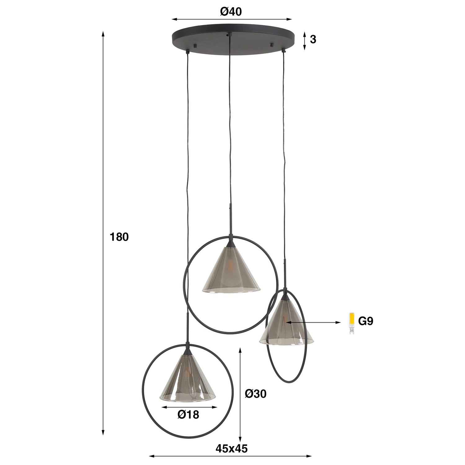 Hanglamp Dafne 3L