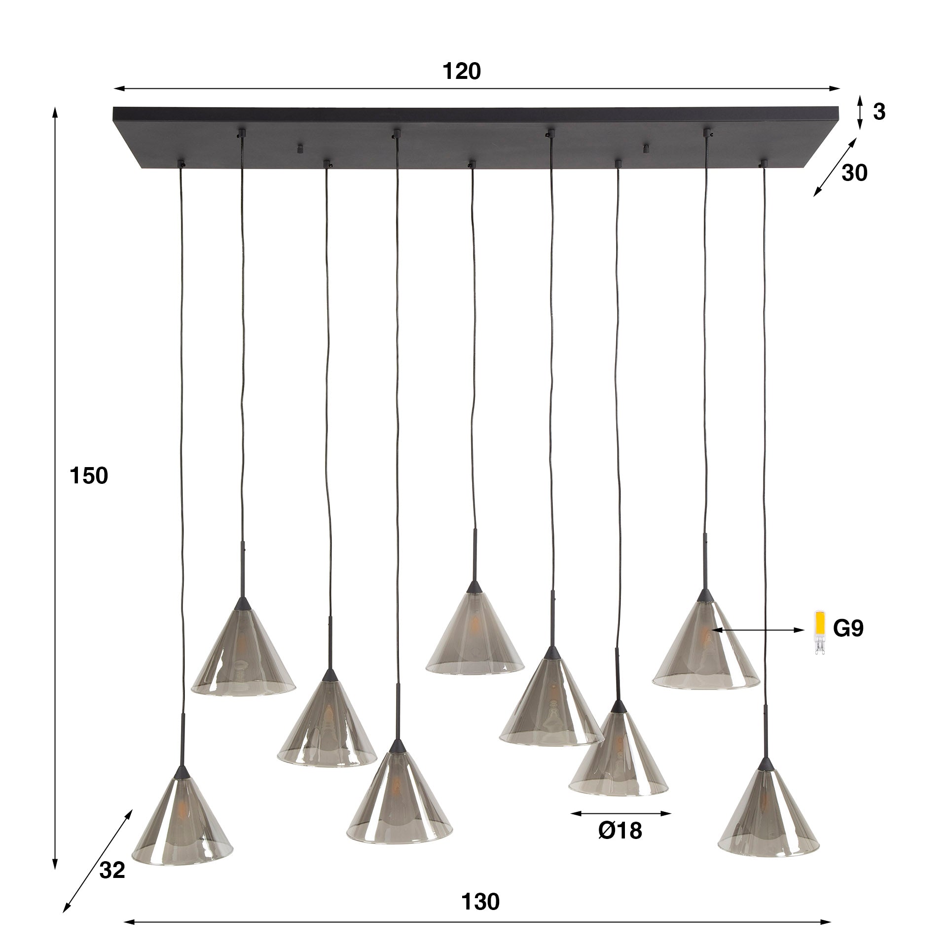 Hanglamp Dafne 5+4L