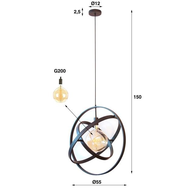 Hanglamp Jupiter Zwart 1 lichtpunt - Industrieelinhuis.nl