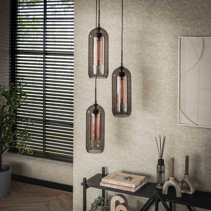 Hanglamp industrieel Diana Zwart set van 3