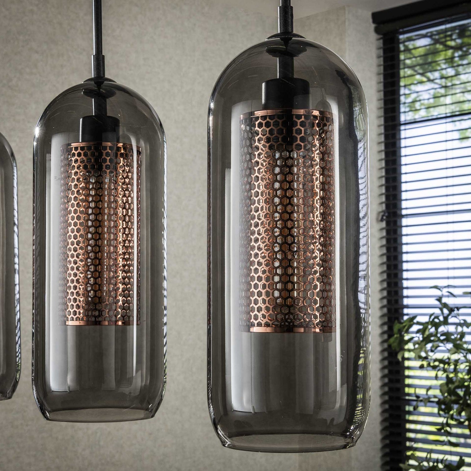 Hanglamp industrieel Diana Zwart set van 4