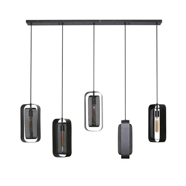 Hanglamp set van 5 Linde Zwart - Industrieelinhuis.nl