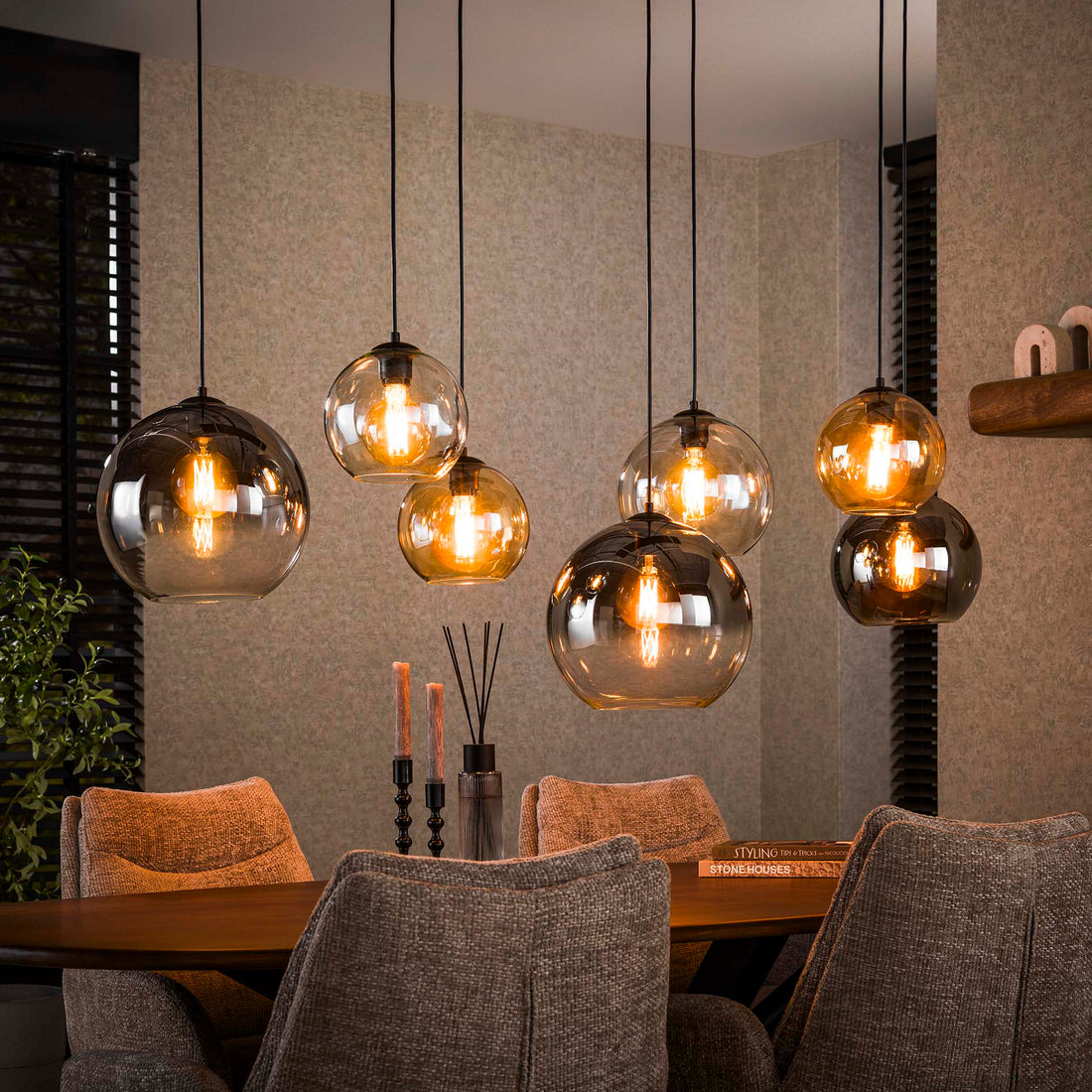 Hanglamp XL set van 7 Mouna Zwart