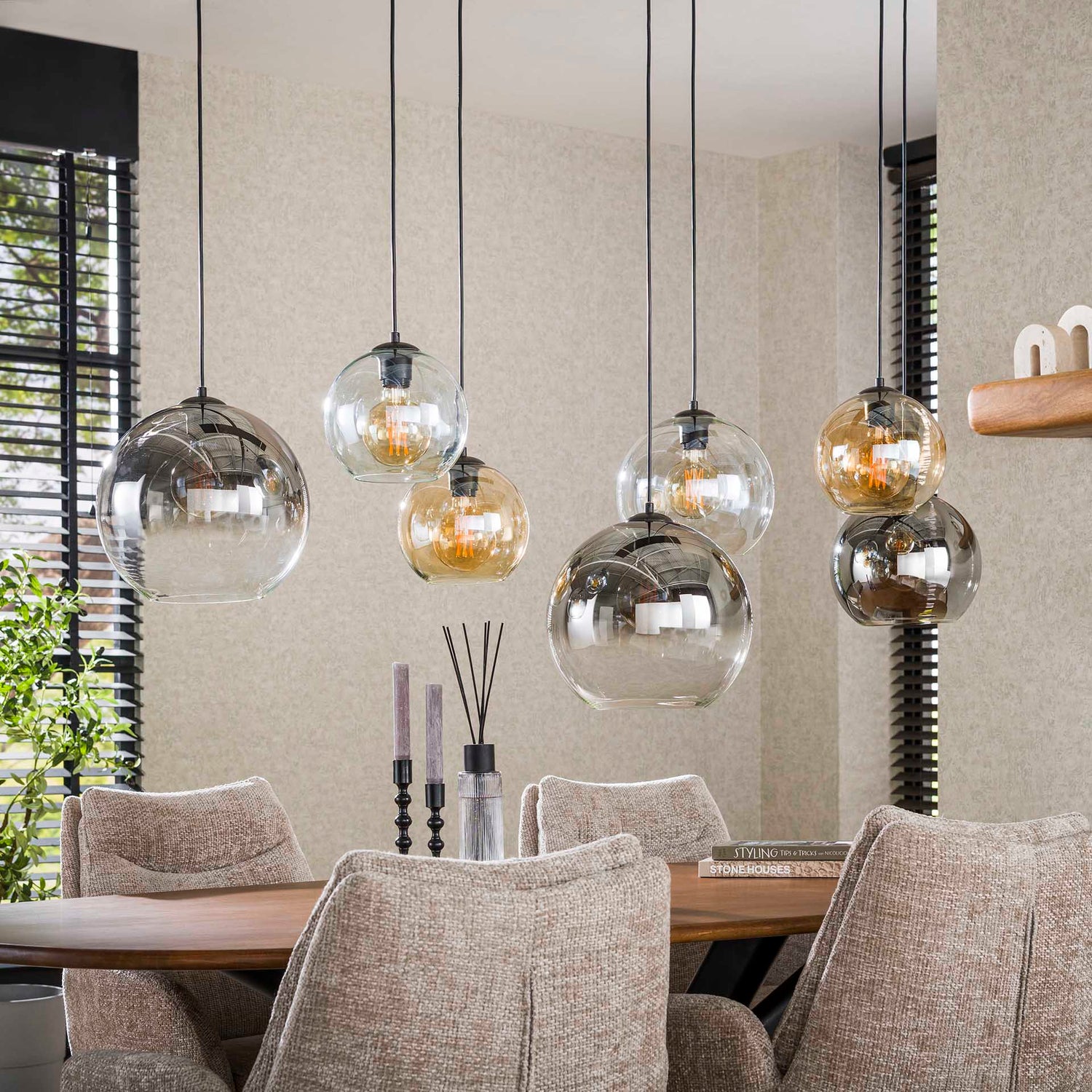 Hanglamp XL set van 7 Mouna Zwart