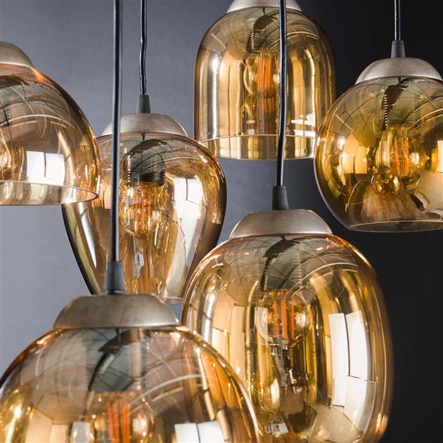 Hanglamp set van 7 Tira Amber - Industrieelinhuis.nl