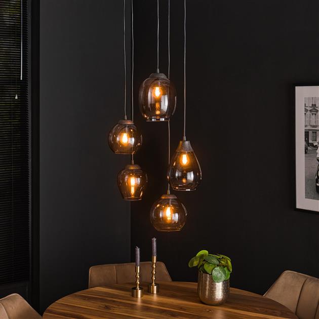 Hanglamp set van 5 Tira Chroom - Industrieelinhuis.nl