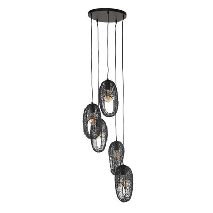 Hanglamp set van 5 Neste Zwart - Industrieelinhuis.nl