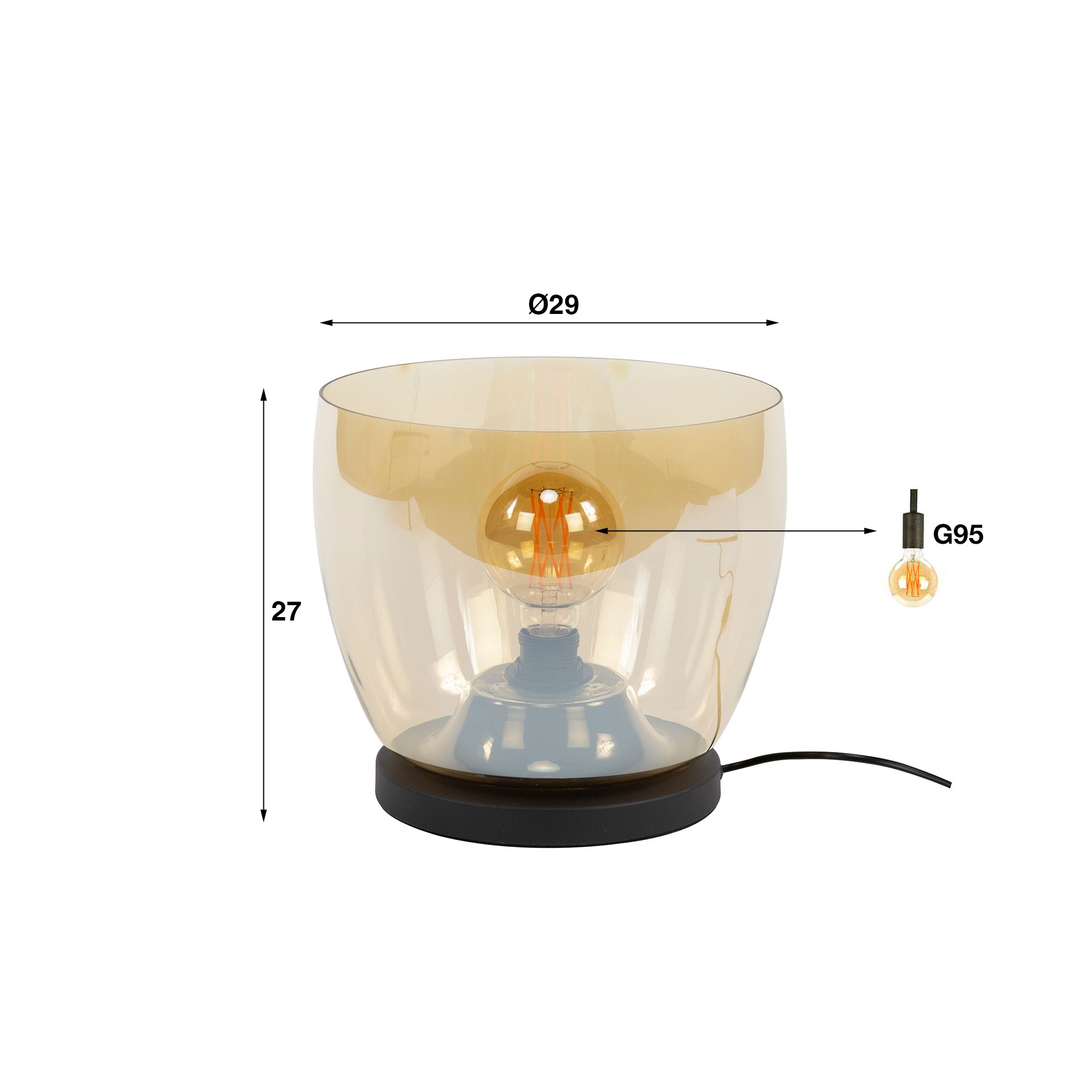 Vloerlamp Rise gekleurd glas Amber