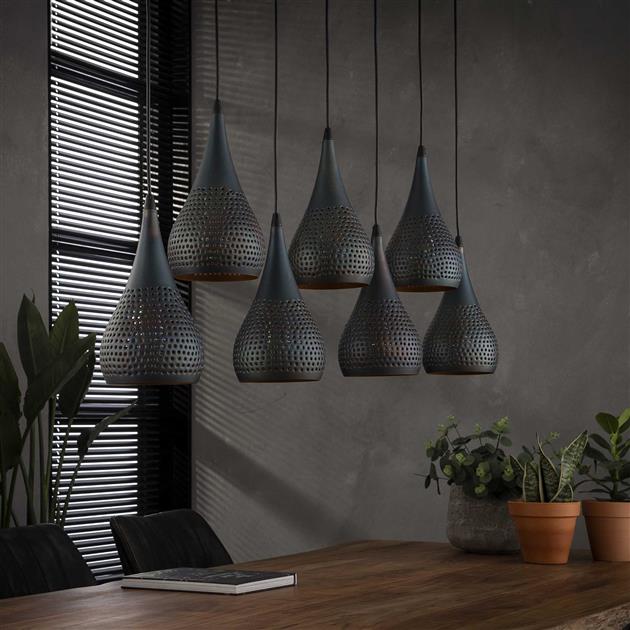 Hanglamp set van 7 Mira Drops Zwart Bruin Ø15 cm - Industrieelinhuis.nl