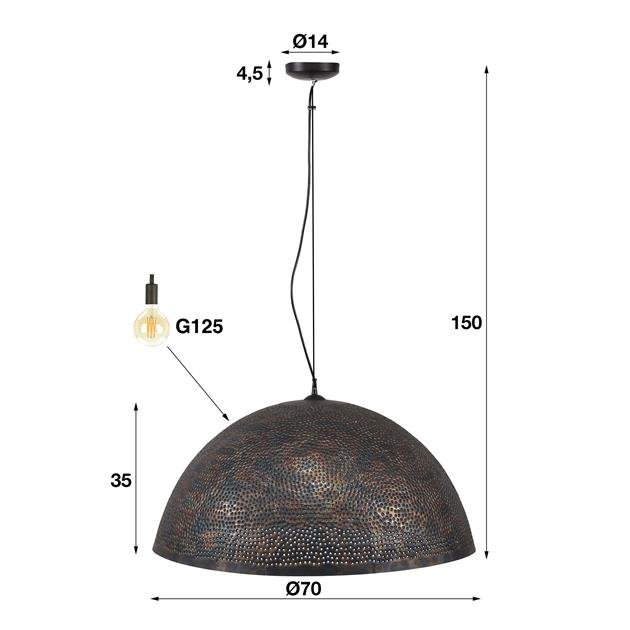 Hanglamp Mira Zwart Bruin Ø70 cm - Industrieelinhuis.nl