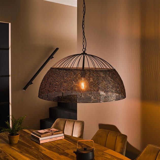 Hanglamp XL Spectle Zwart Bruin Ø80 cm - Industrieelinhuis.nl