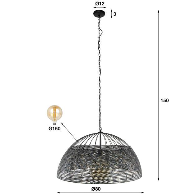 Hanglamp XL Spectle Zwart Bruin Ø80 cm - Industrieelinhuis.nl