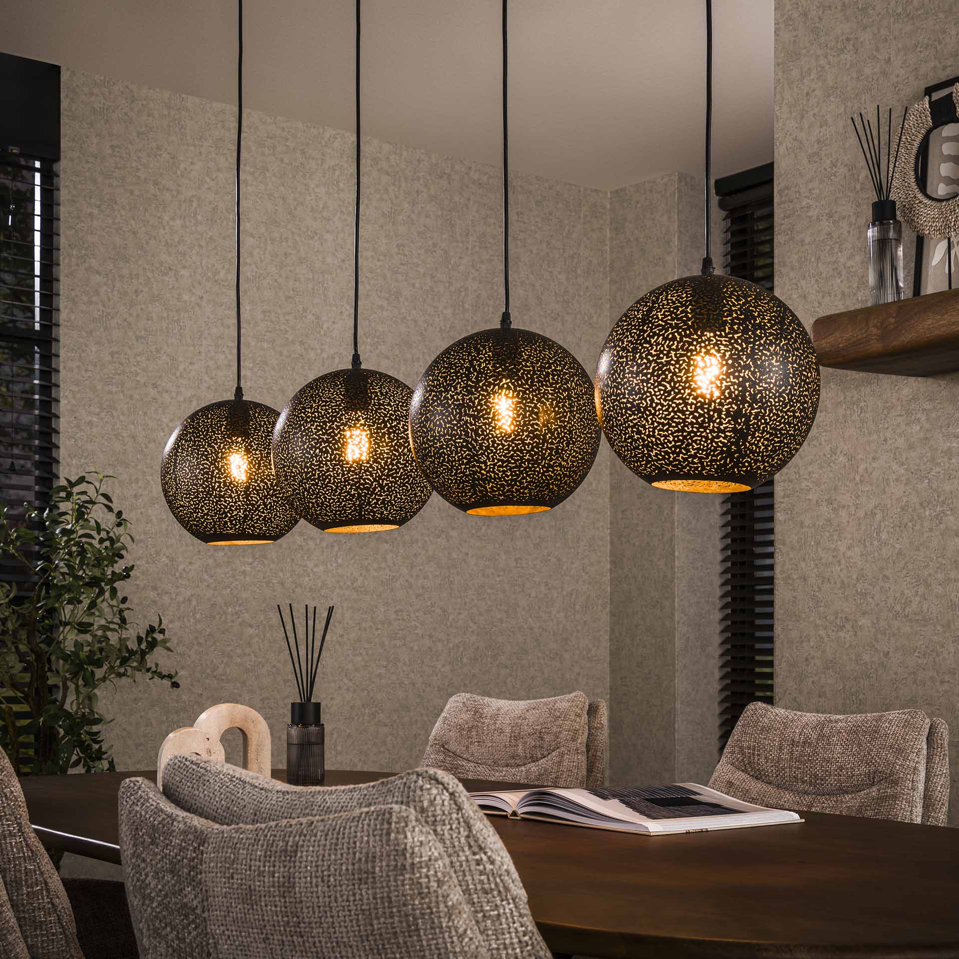 Hanglamp set van 4 Lichtpuntjes Zwart Ø25 cm 4 lichtpunten