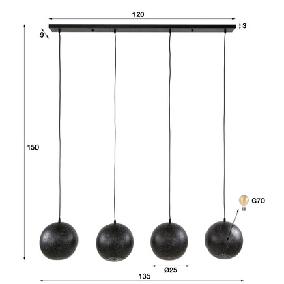 Hanglamp set van 4 Lichtpuntjes Zwart Ø25 cm 4 lichtpunten