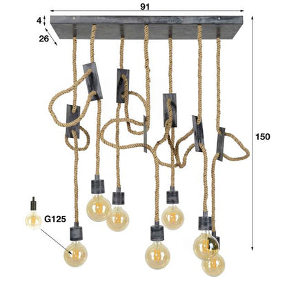 Hanglamp industrieel Robbie Grijs 7 lichtpunten - Industrieelinhuis.nl