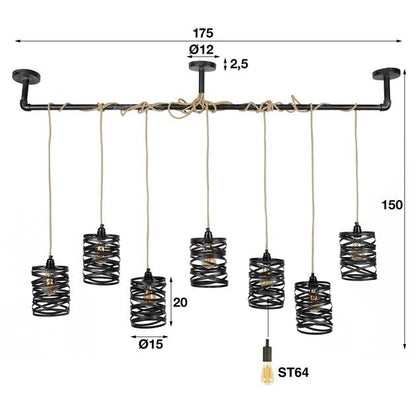 Hanglamp XL  Sia Grijs 7 Lichtpunten - Industrieelinhuis.nl