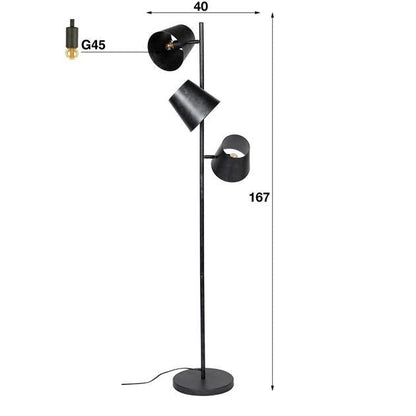 Vloerlamp Kinetica Houtskool Ø18 cm 3 lichtpunten - Industrieelinhuis.nl