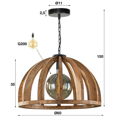 Hanglamp Hout Woodbent Mangohout Ø60 cm - Industrieelinhuis.nl