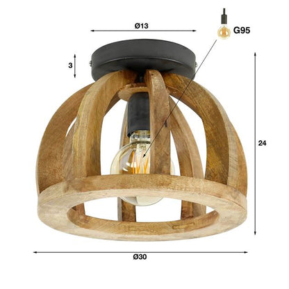 Plafondlamp Hout Woodbent Mangohout - Industrieelinhuis.nl