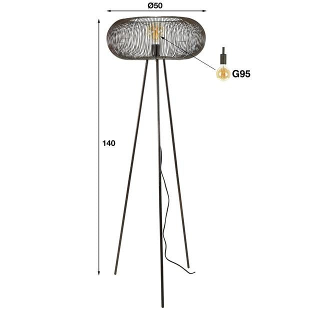 Vloerlamp Lumia Copper Zwart Nikkel - Industrieelinhuis.nl