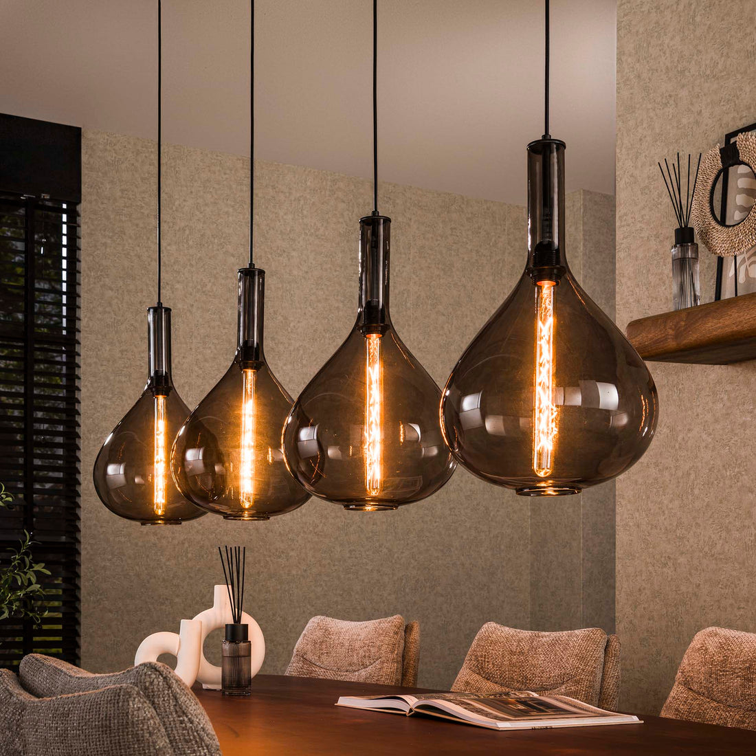 Hanglamp Druppels Zwart Amber