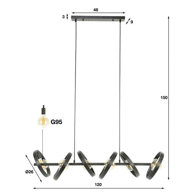 Hanglamp Groot Circular Essence Houtskool 6 lichtpunten - Industrieelinhuis.nl