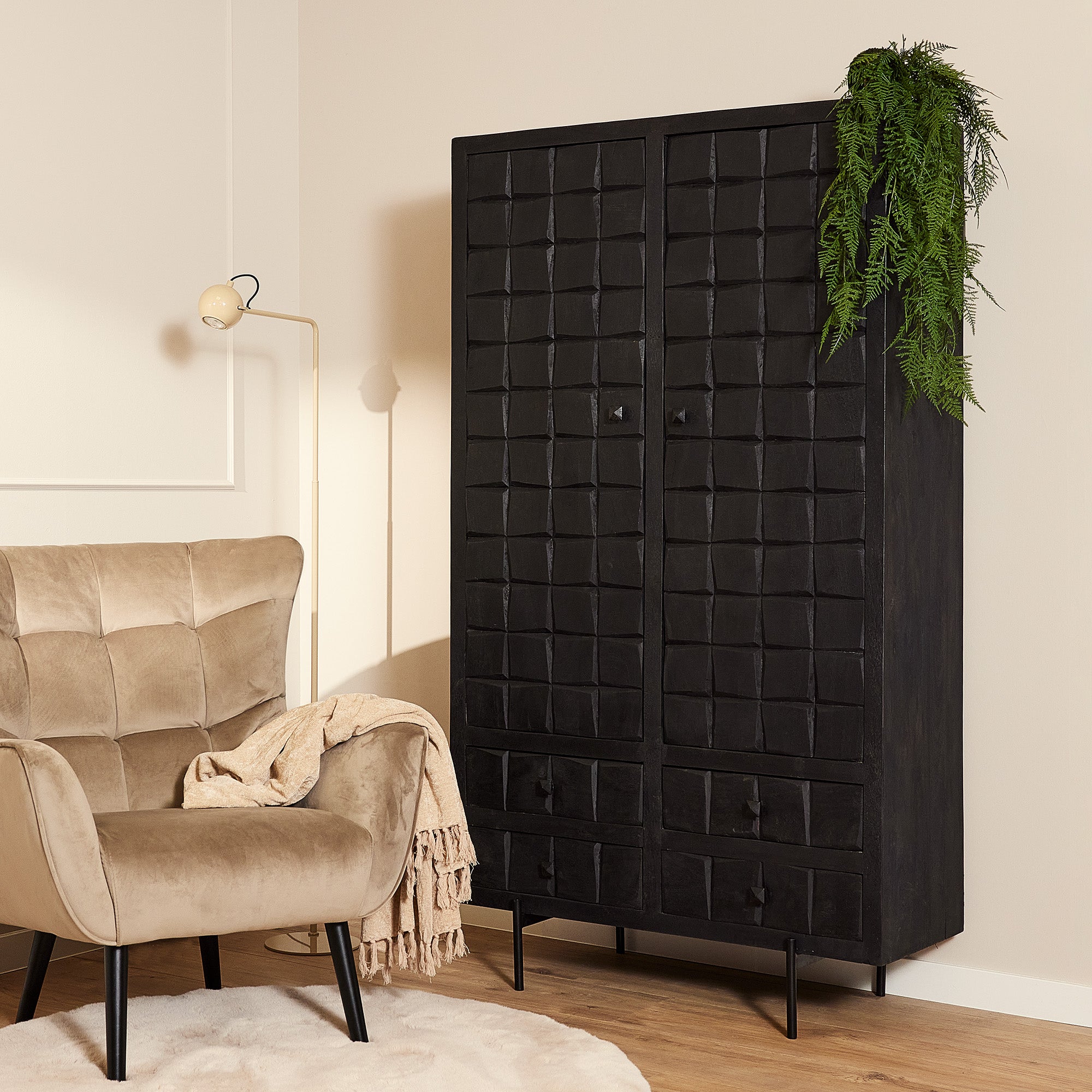 Kabinet Brandy Black | 2 deuren 4 lades - Industrieelinhuis.nl