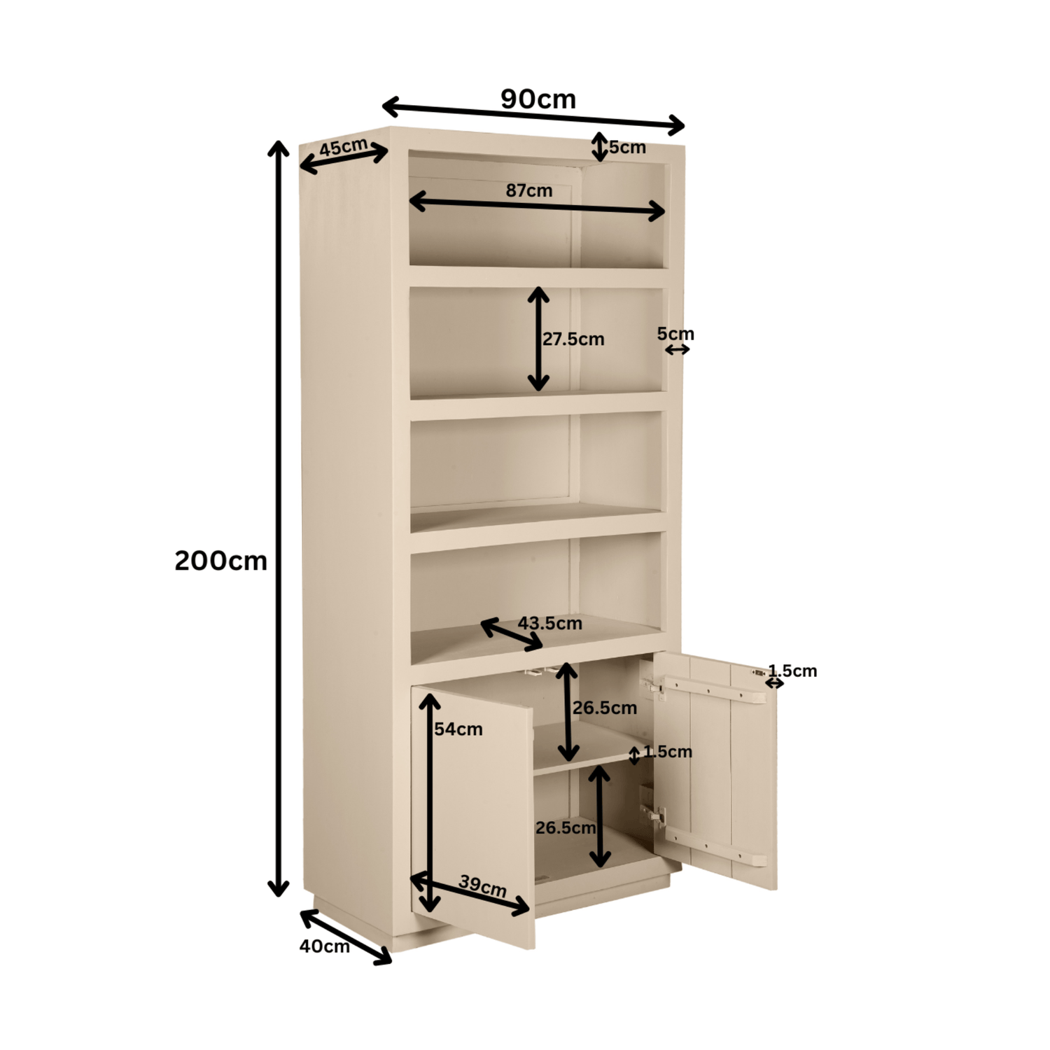 Boekenkast Eclipse Sand | 90 cm