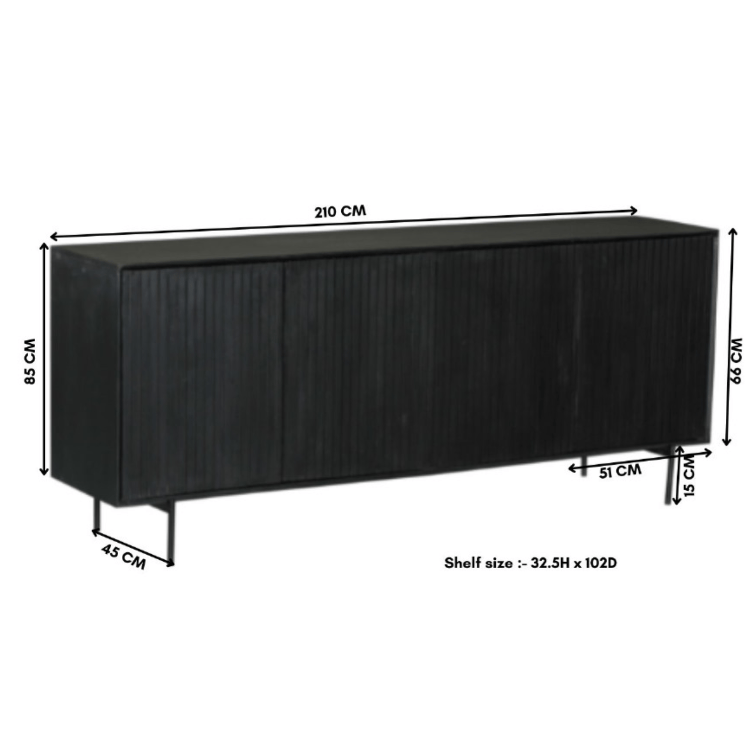 Vakkenkast Eclipse Black | 90 cm