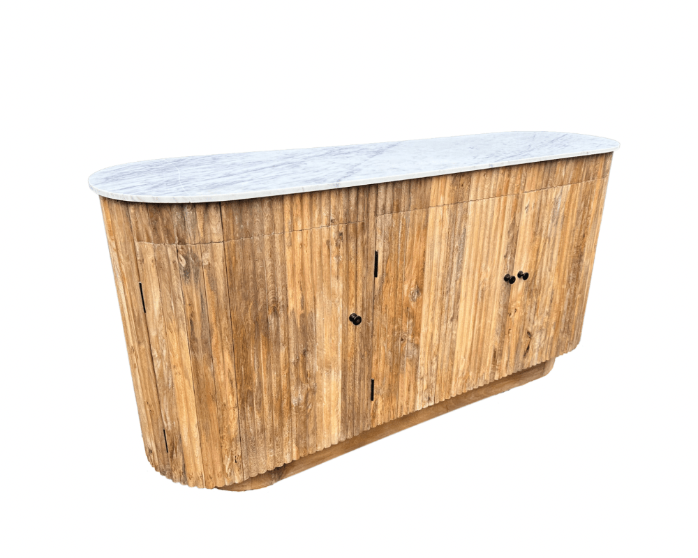 Dressoir kast Ubud Marmer met deuren Bali stijl | 175x45x90cm