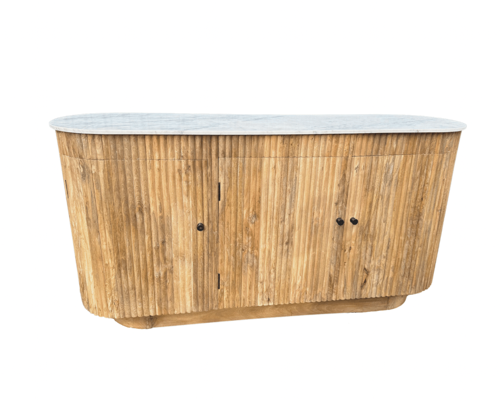 Dressoir kast Ubud Marmer met deuren Bali stijl | 175x45x90cm