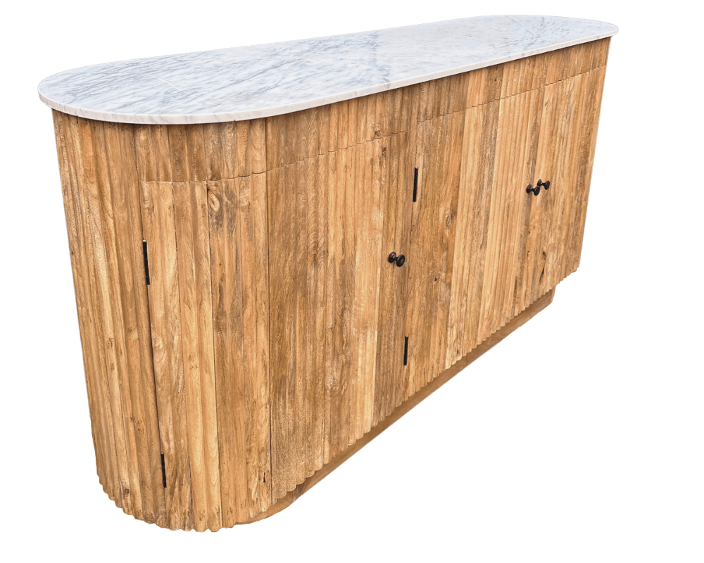 Dressoir kast Ubud Marmer met deuren Bali stijl | 175x45x90cm